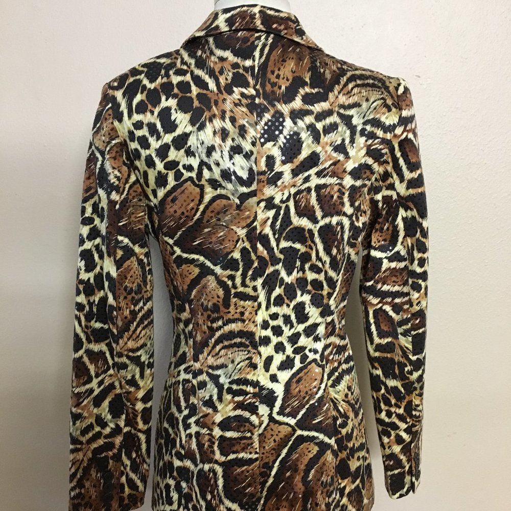 Vintage Leopard Print Cache Blazer Jacket Clear C… - image 3